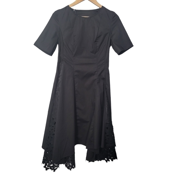Paskal Black Short Sleeve Dress with Laser Cut Details NWT - Picture 2 of 14